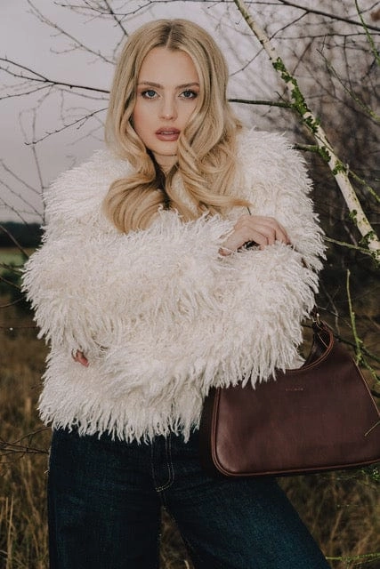 Audrey Vegan Corn Leather Shoulder Bag | Matte Brown