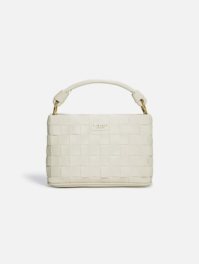 Baby Bella Woven Vegan Leather Crossbody Bag | White
