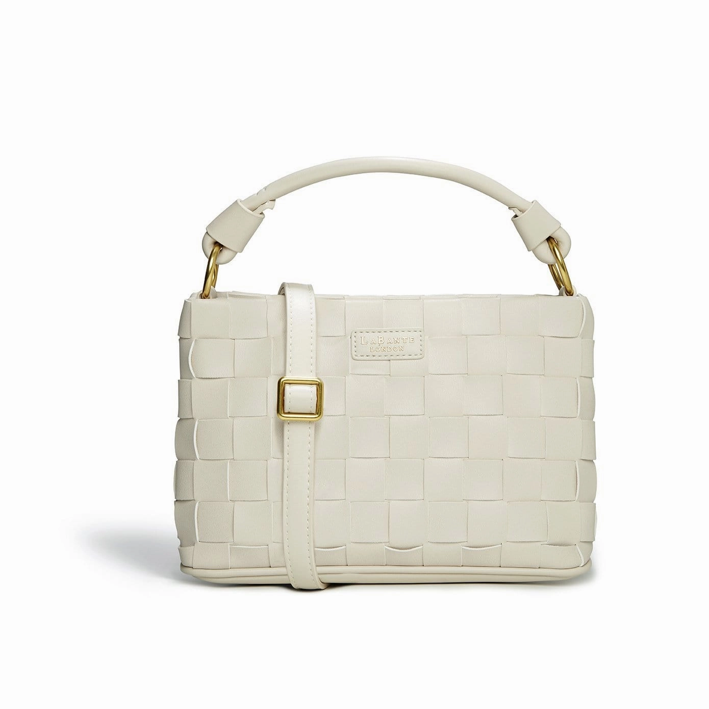 Baby Bella Woven Vegan Leather Crossbody Bag | White
