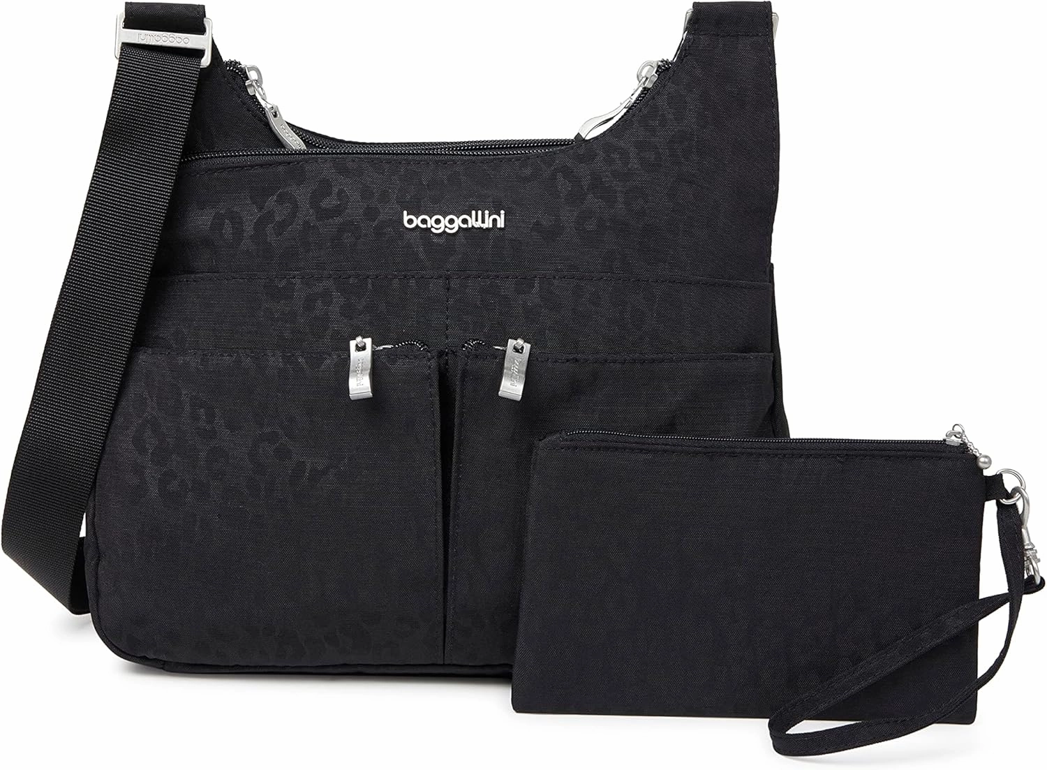 Baggallini Cross Over Crossbody Women 11x8.5 Medium Travel Bag Lightweight Water-Resistant Nylon Organized Handbag Purse