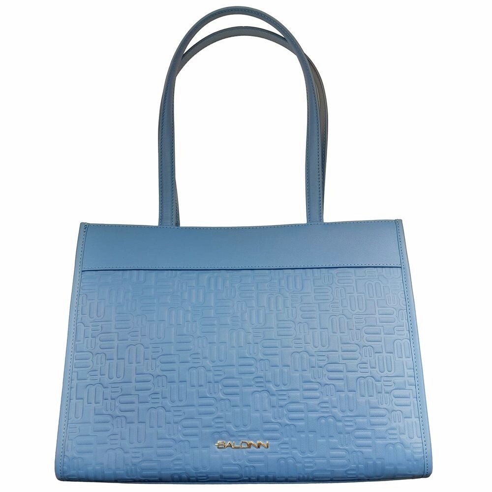 Baldinini Trend Elegant Light Blue Shopping Bag with Logo Women's Motif