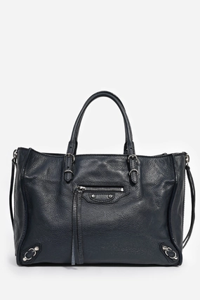 Balenciaga Navy Leather Paper Mini 2Way Bag