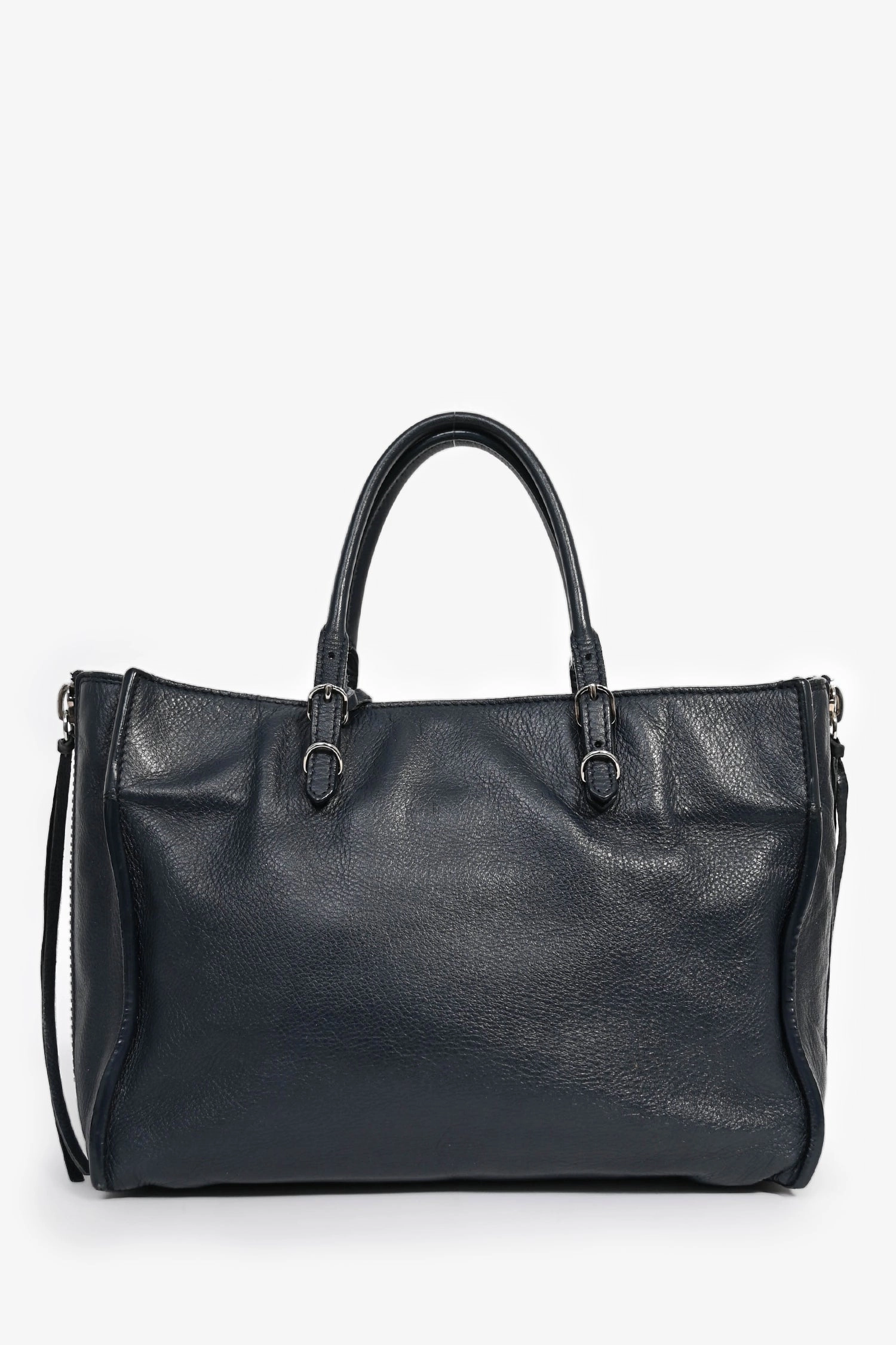 Balenciaga Navy Leather Paper Mini 2Way Bag