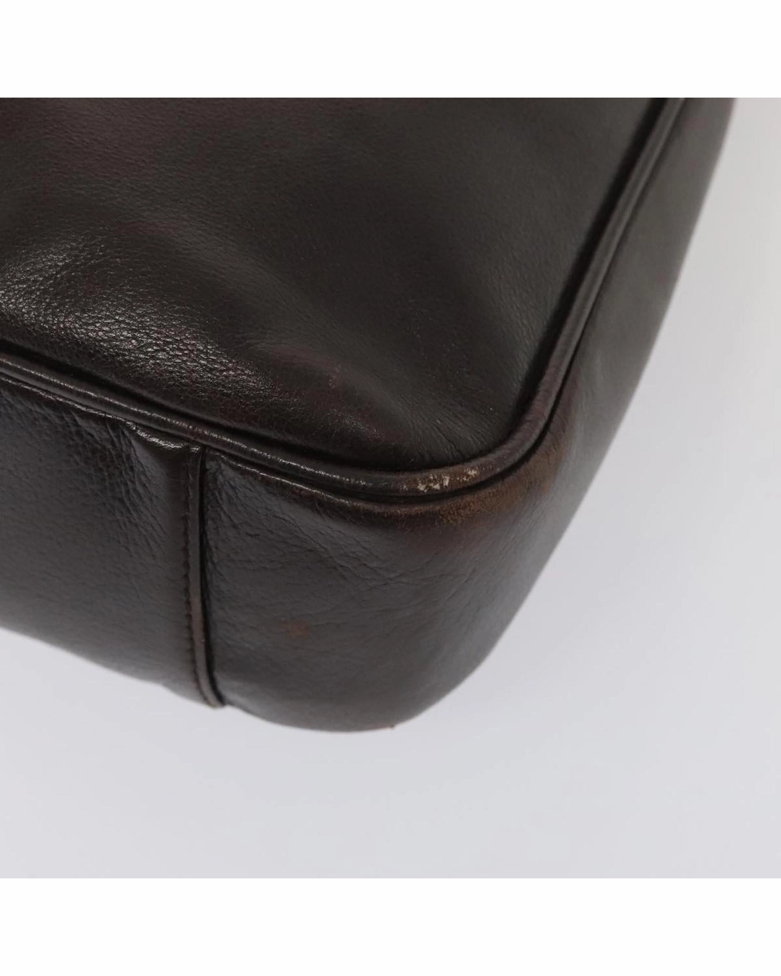 Bamboo Leather Shoulder Bag with Silver Hardware