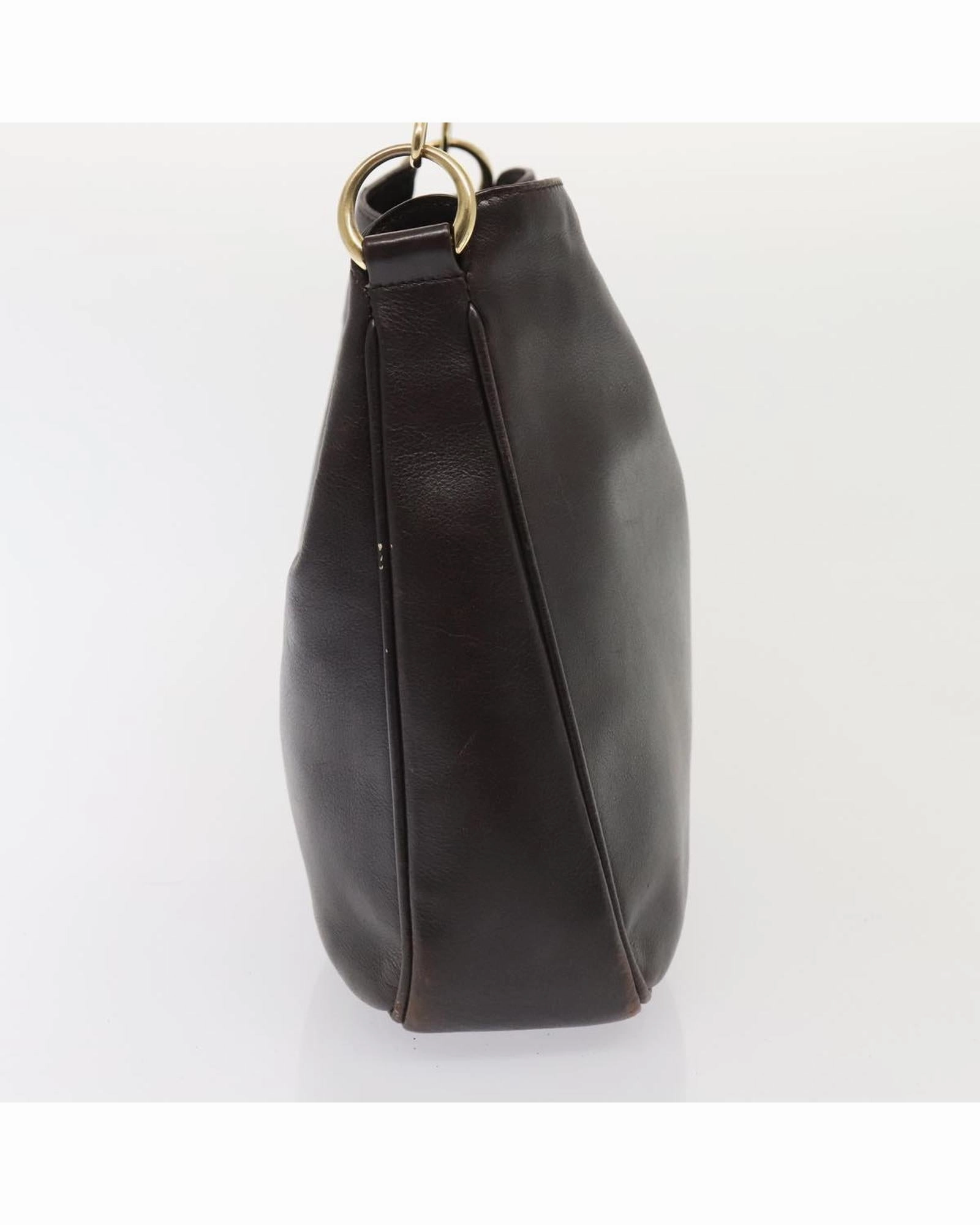 Bamboo Leather Shoulder Bag with Silver Hardware