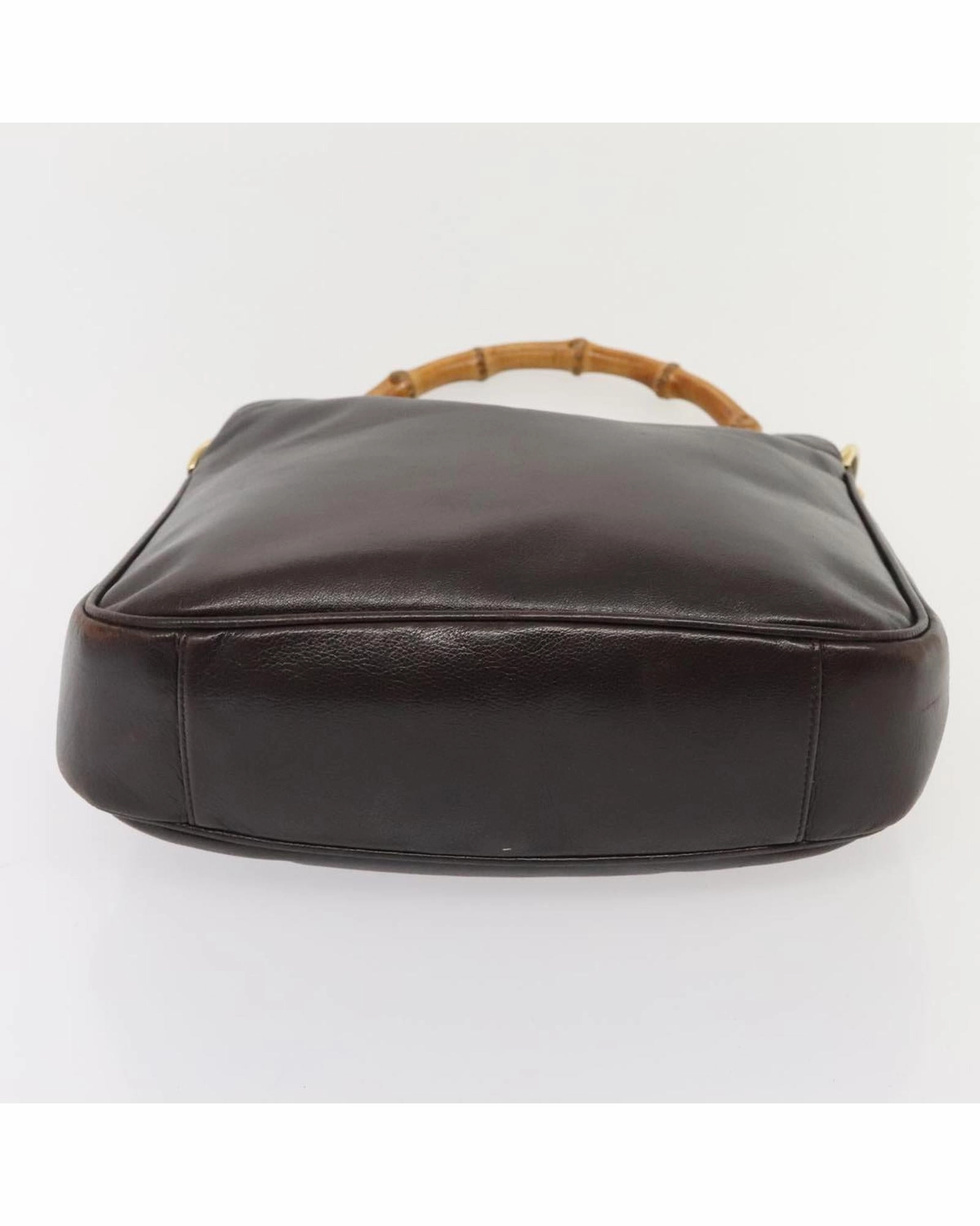 Bamboo Leather Shoulder Bag with Silver Hardware