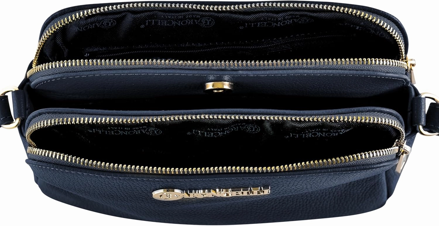 Baroncelli Crossbody Bag Made in Italy with Long Stripe Genuine Italian Soft Leather
