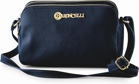Baroncelli Crossbody Bag Made in Italy with Long Stripe Genuine Italian Soft Leather