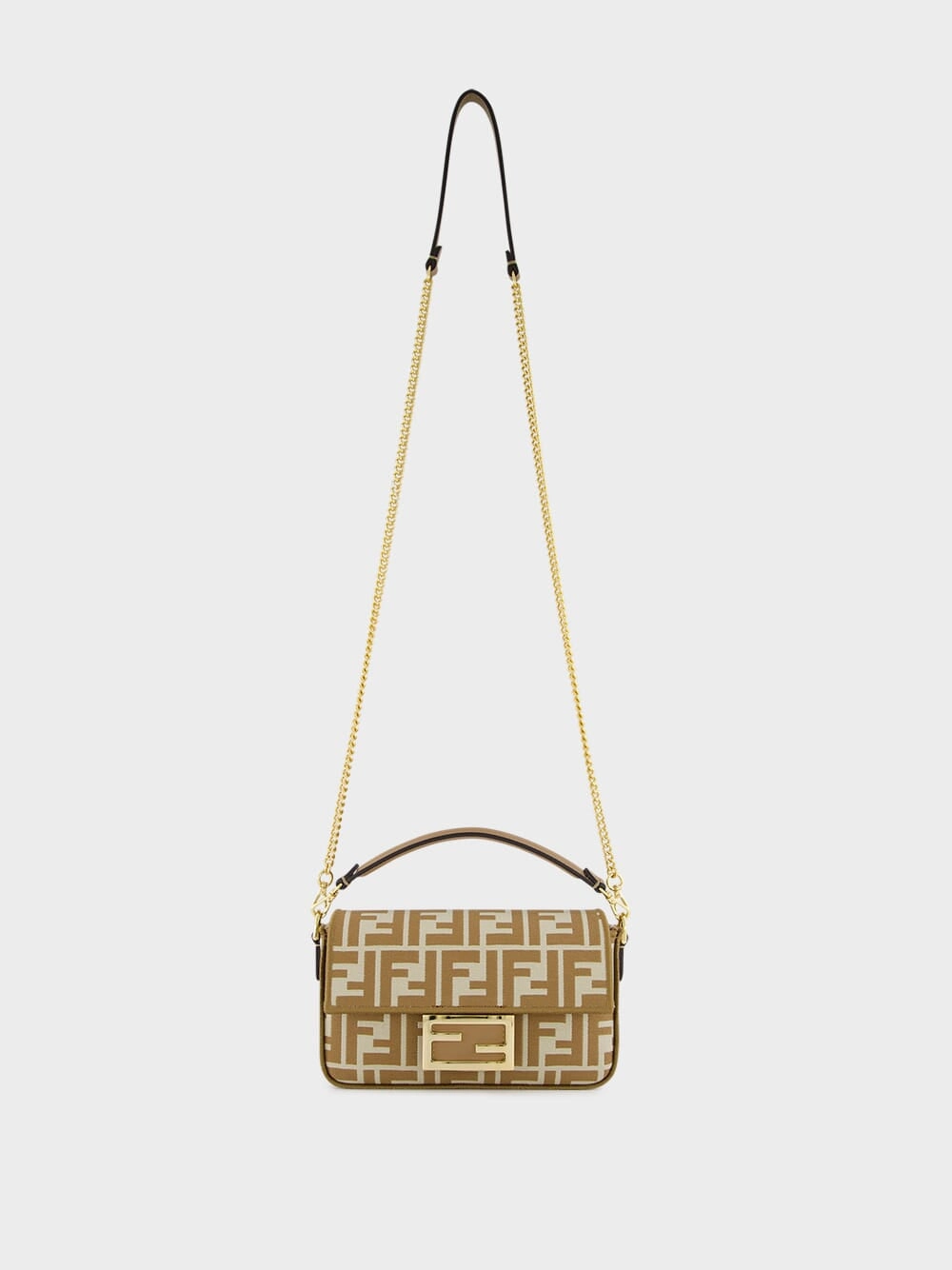Beige FF jacquard Mini Baguette