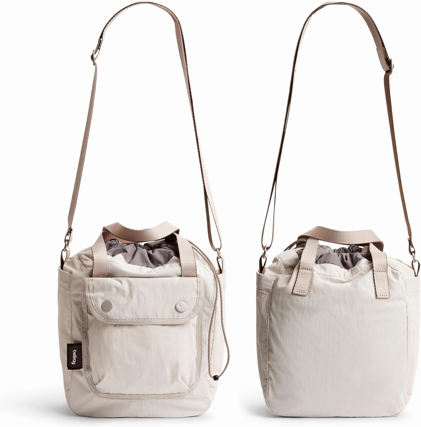 Bellroy Cinch Bucket Bag (compact 9 liter lightweight crossbody bag with external organization, internal zip pocket, adjustable shoulder strap, and adapts to be carried three ways) - Oat