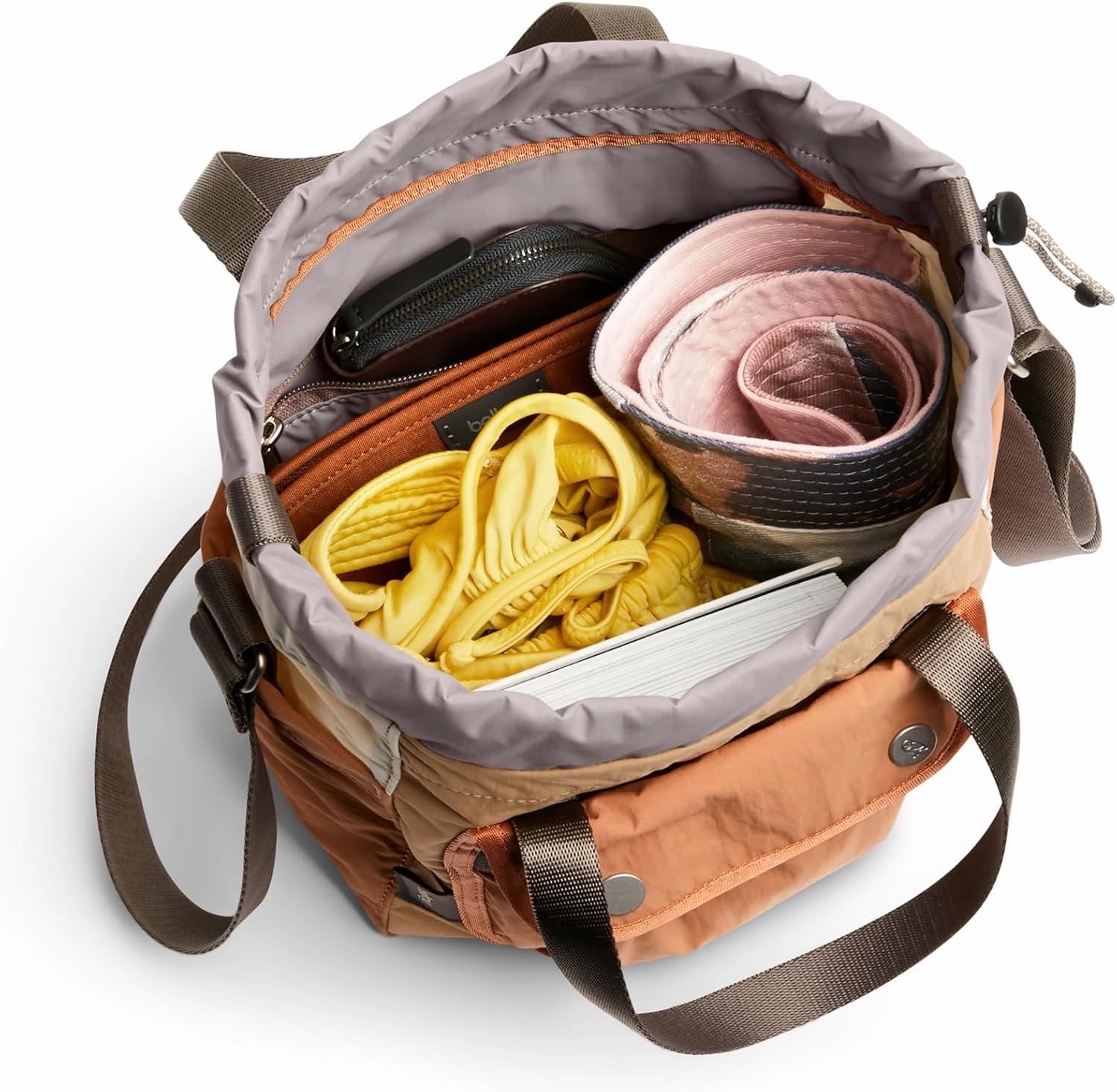 Bellroy Cinch Bucket Bag (compact 9 liter lightweight crossbody bag with external organization, internal zip pocket, adjustable shoulder strap, and adapts to be carried three ways) - SandDune