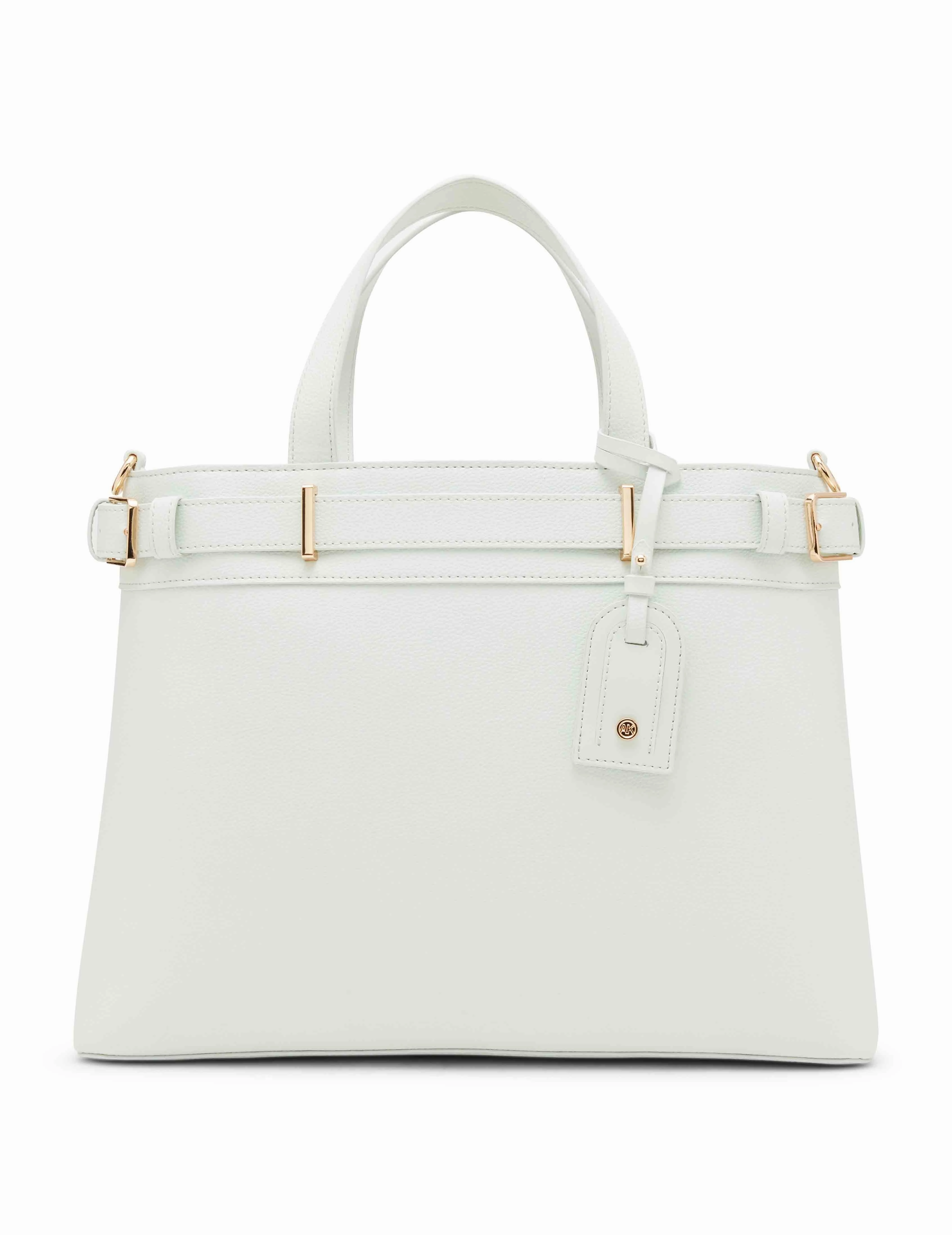 Belted satchel with convertible strap