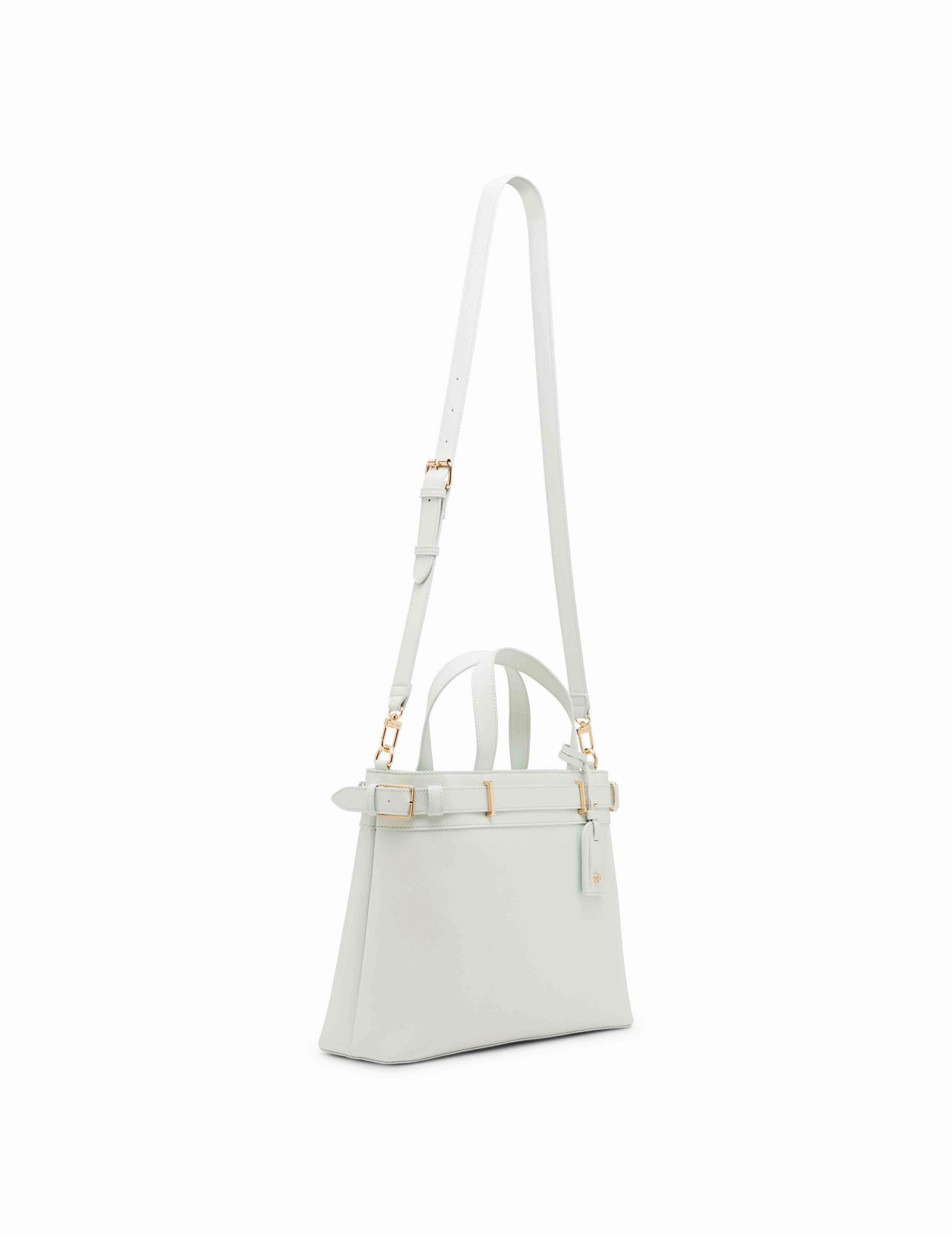 Belted satchel with convertible strap