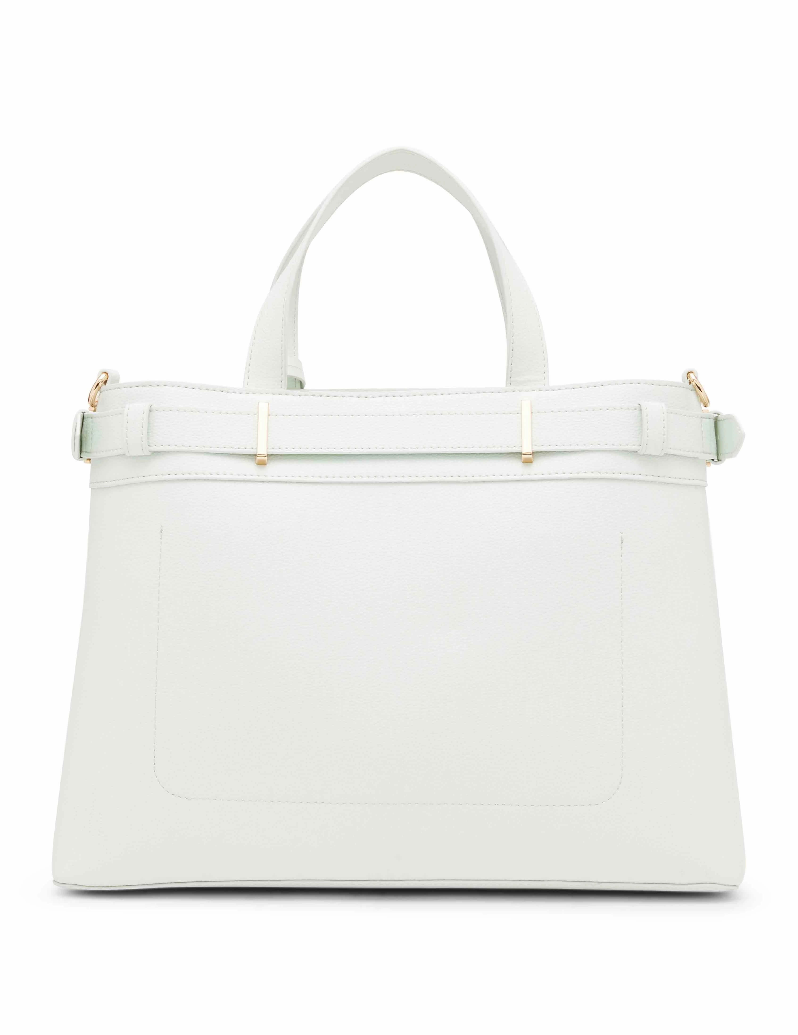 Belted satchel with convertible strap