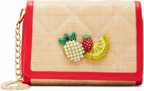 Betsey Johnson Fresh N Fruity Wallet On A Chain, Beige