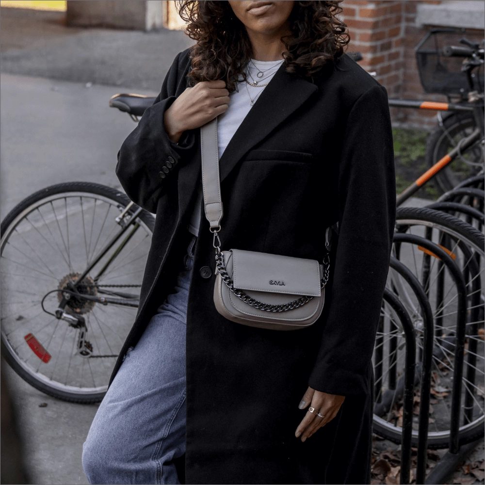 Billie Vegan Leather Crossbody Bag | Stone Grey