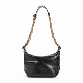 Black Buffalo Leather Camera Chain Shoulder Bag