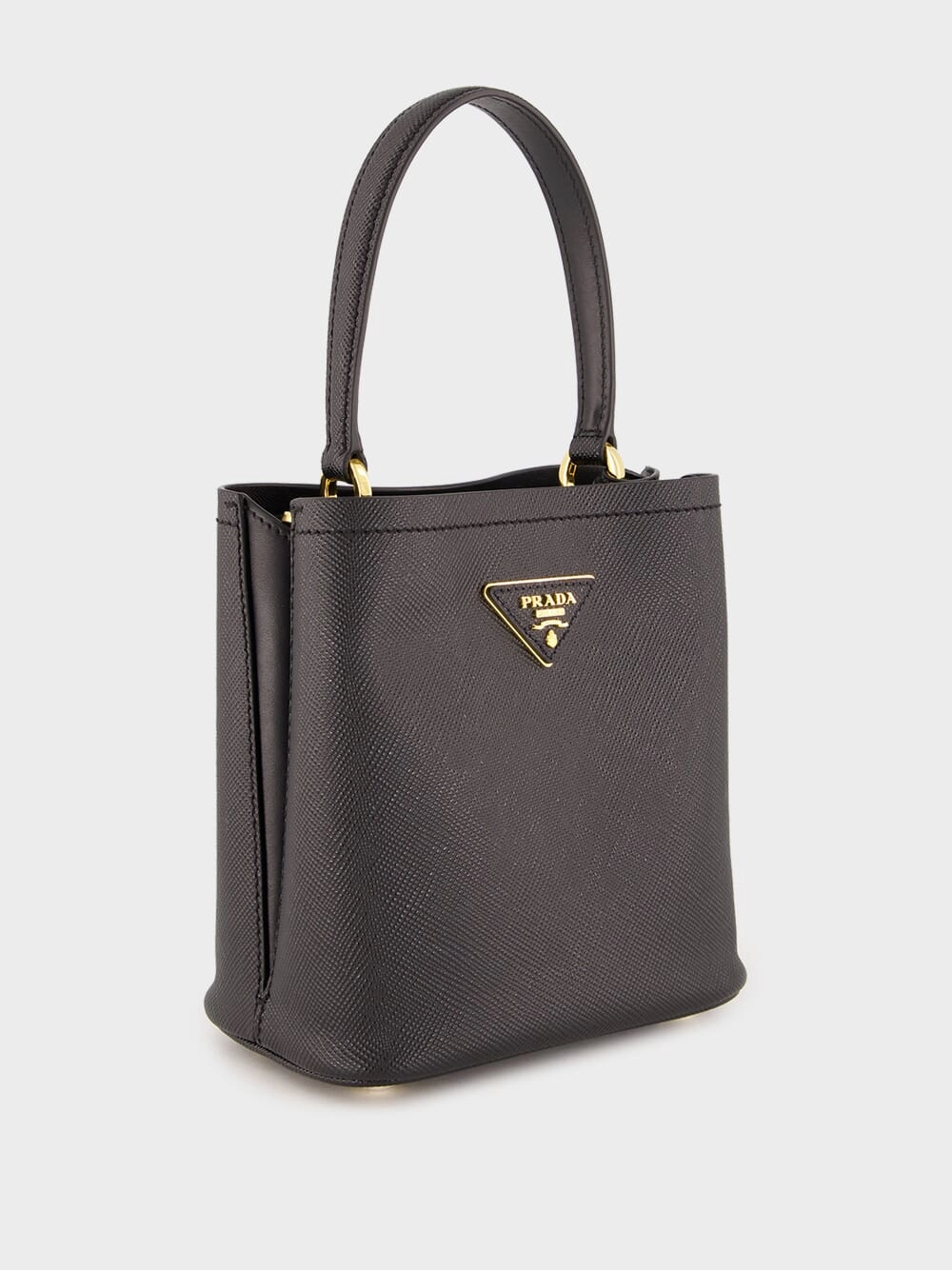 Black Small Saffiano Leather Panier Bag