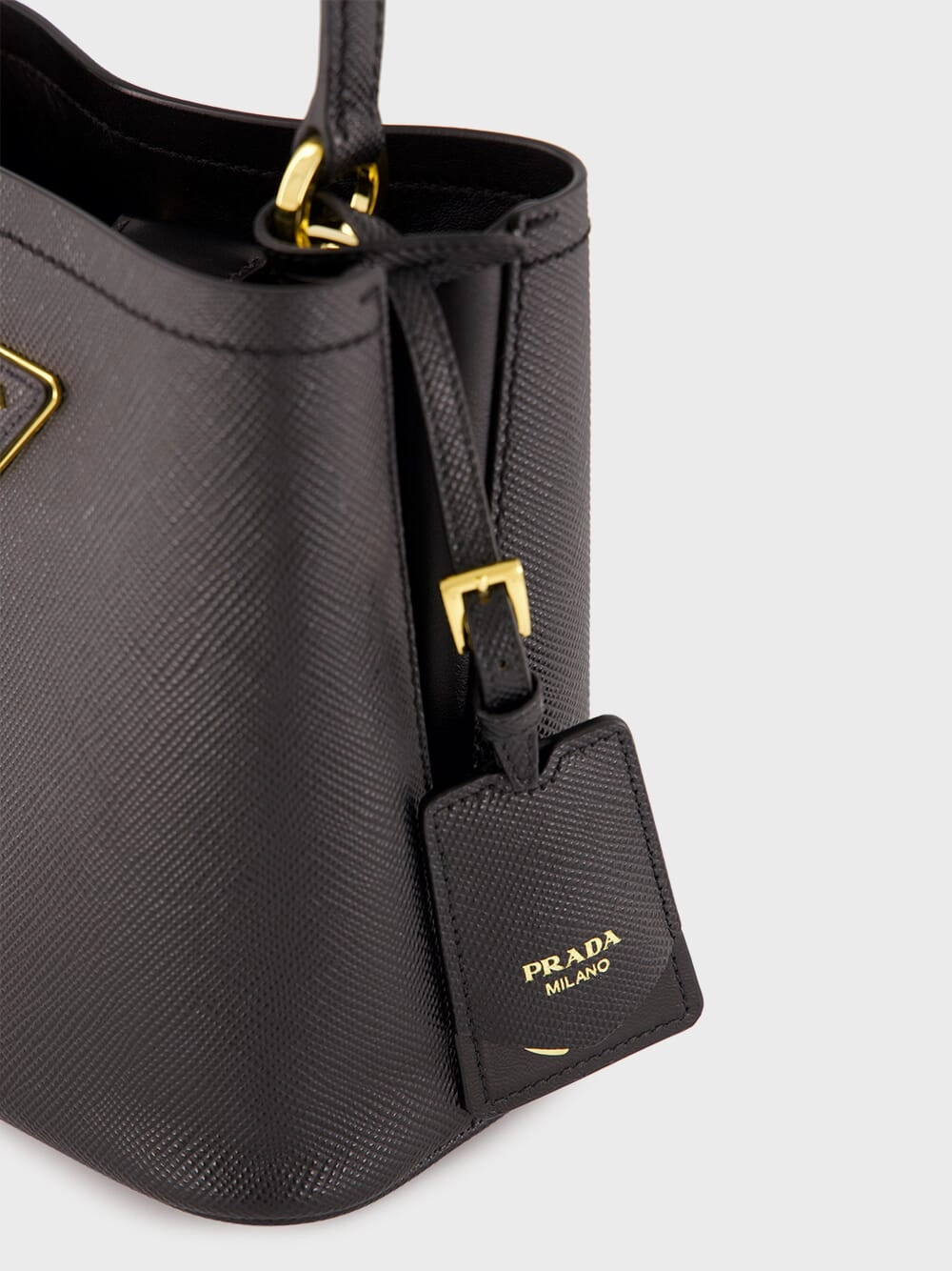 Black Small Saffiano Leather Panier Bag