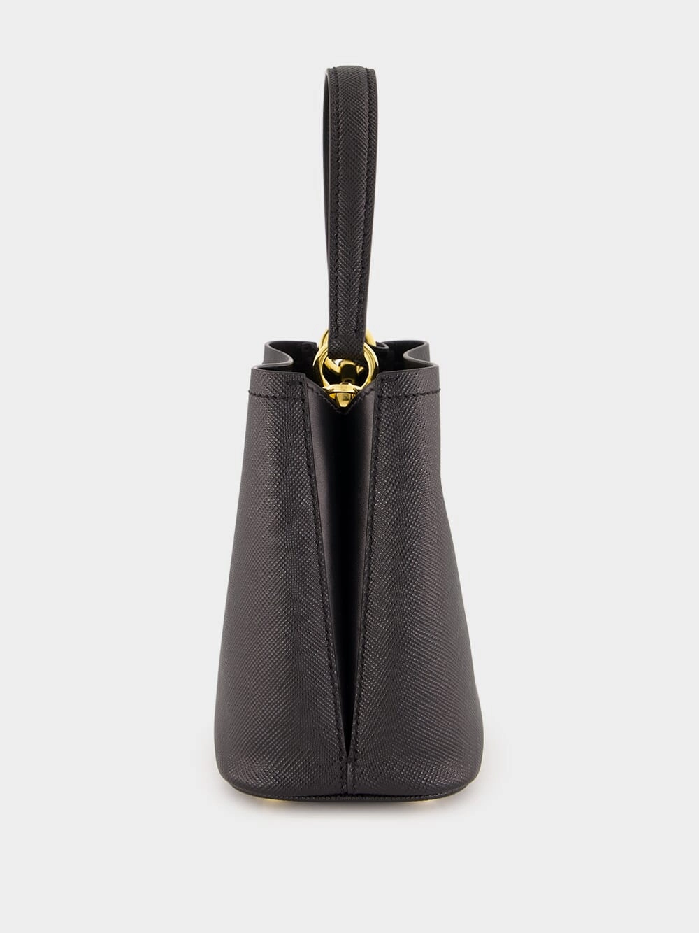 Black Small Saffiano Leather Panier Bag