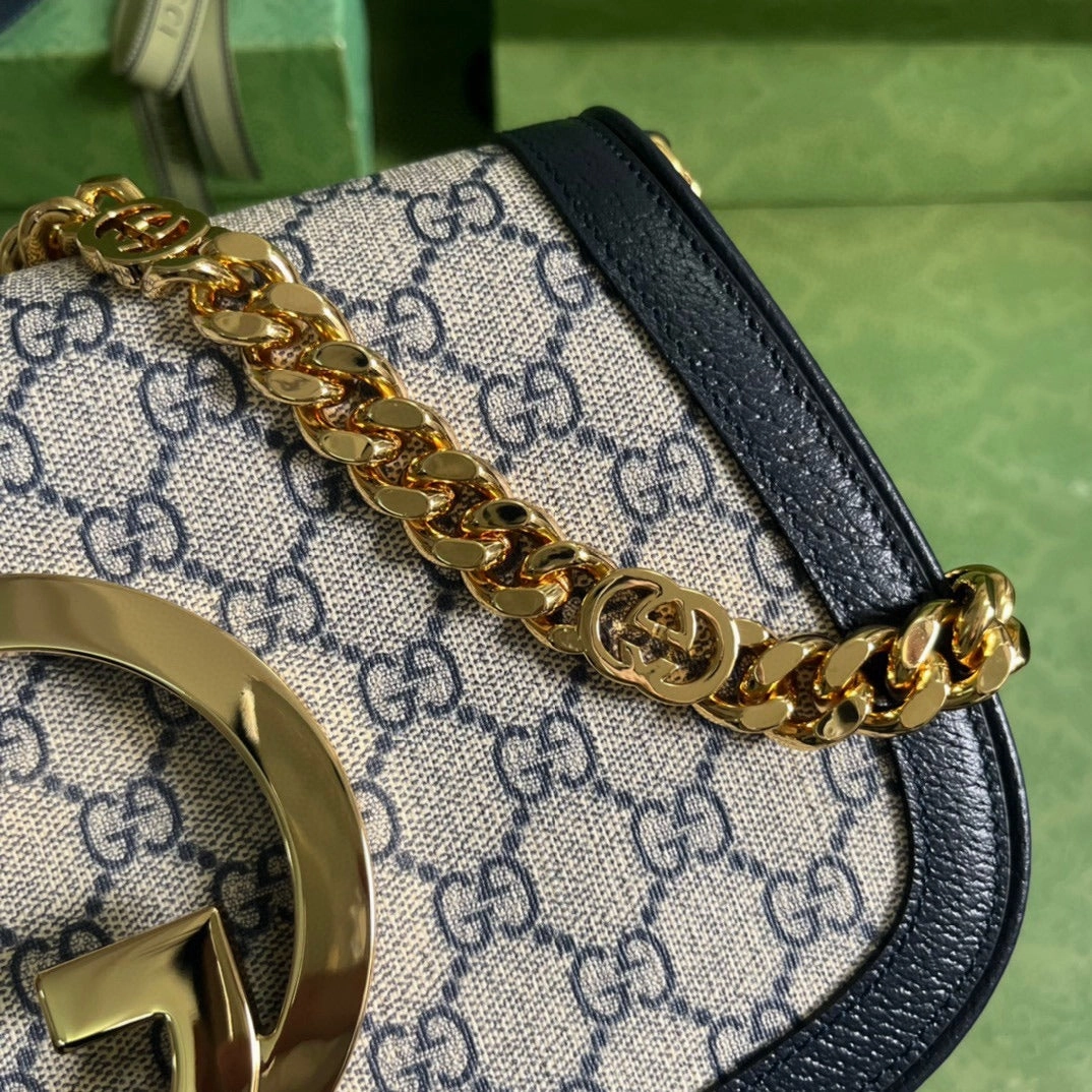 Blondie Shoulder Bag Beige & Blue Leather Shoulder Bag for Women