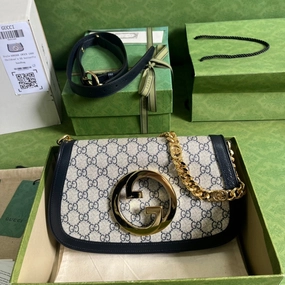 Blondie Shoulder Bag Beige & Blue Leather Shoulder Bag for Women