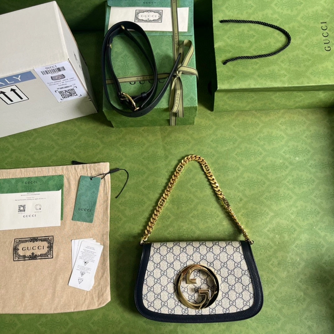 Blondie Shoulder Bag Beige & Blue Leather Shoulder Bag for Women