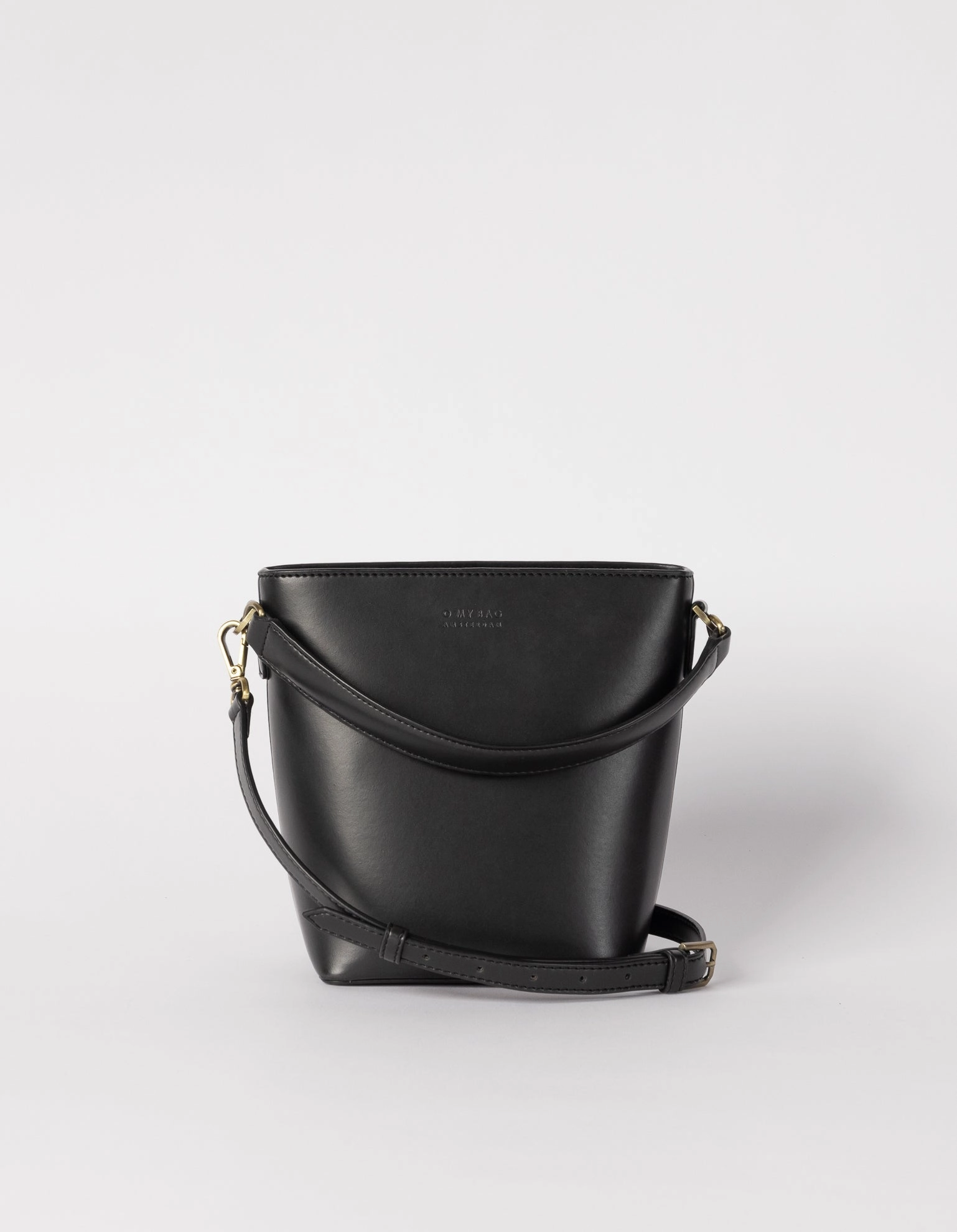 Bobbi Apple Leather Midi Vegan Bucket Bag | Black