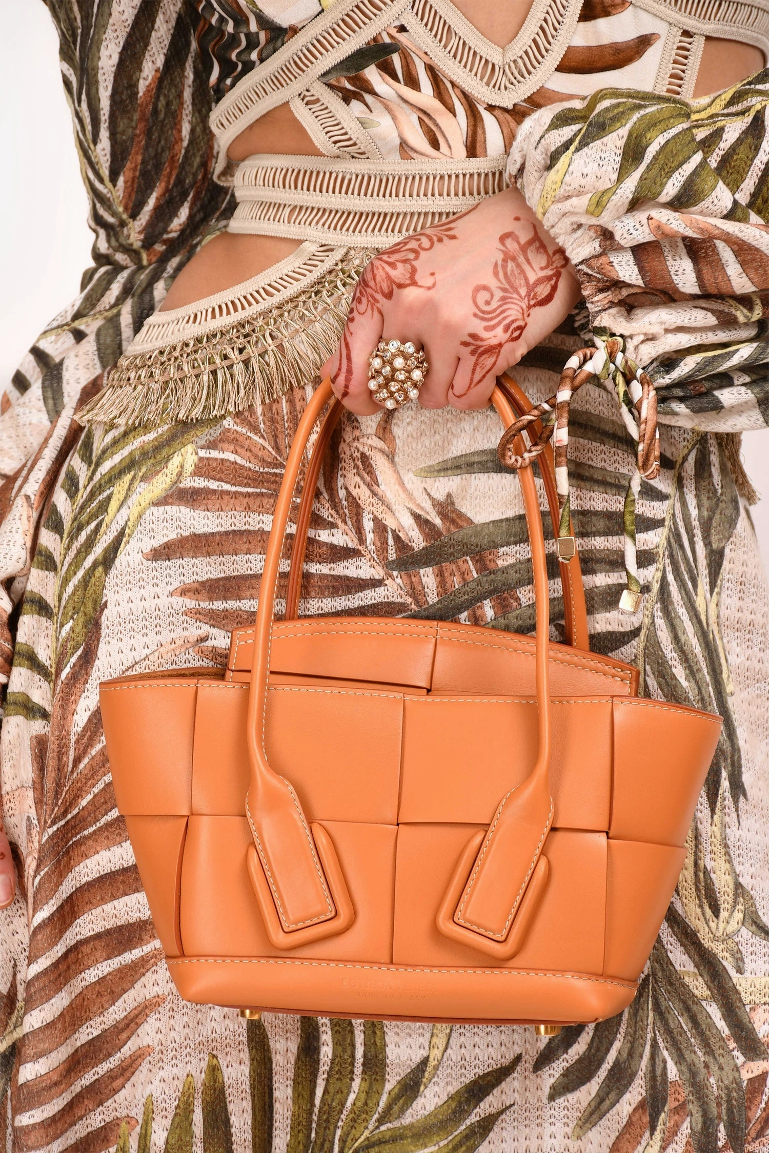 Bottega Veneta Brown Leather Intrecciato Acro Crossbody