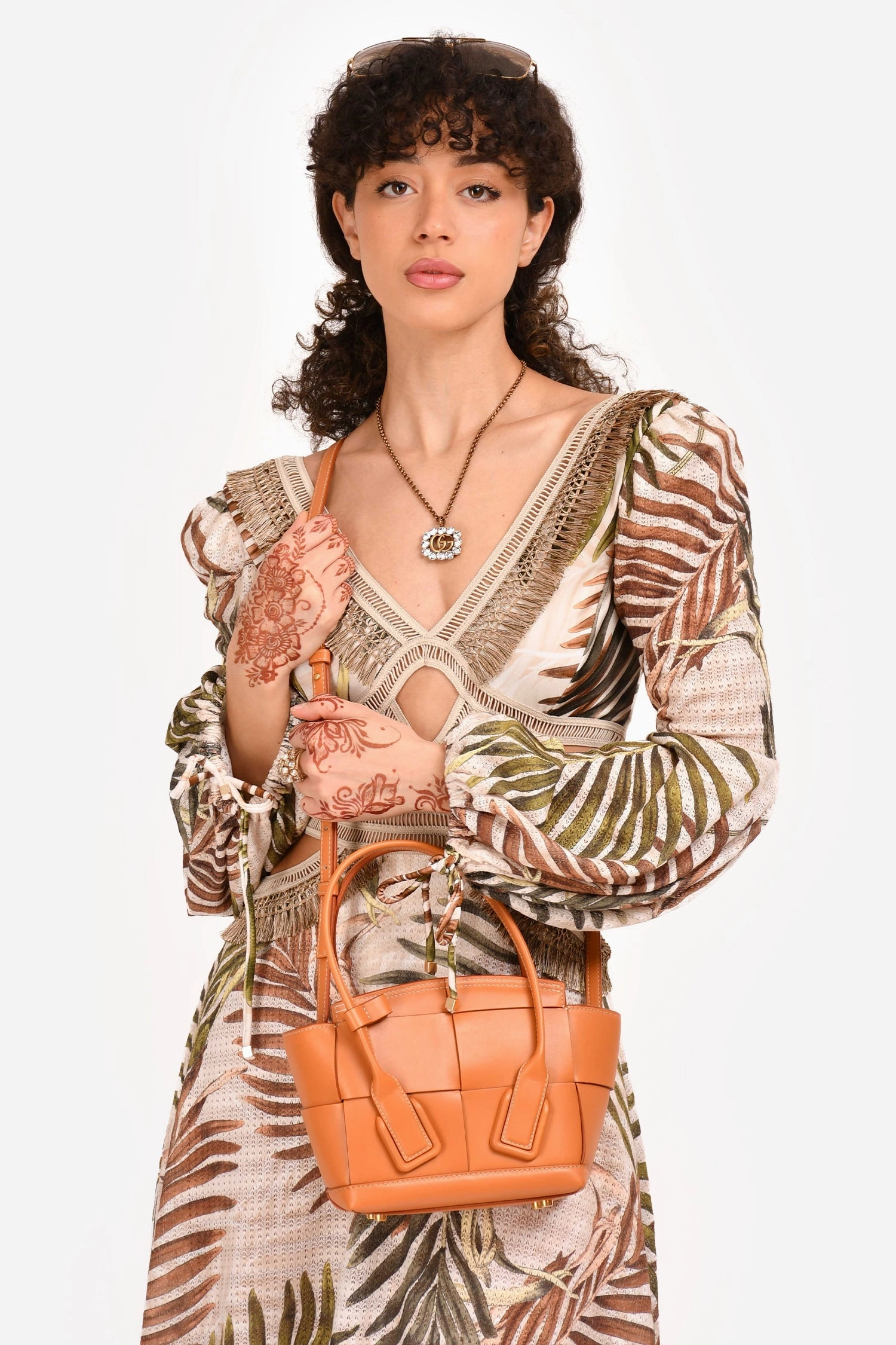 Bottega Veneta Brown Leather Intrecciato Acro Crossbody