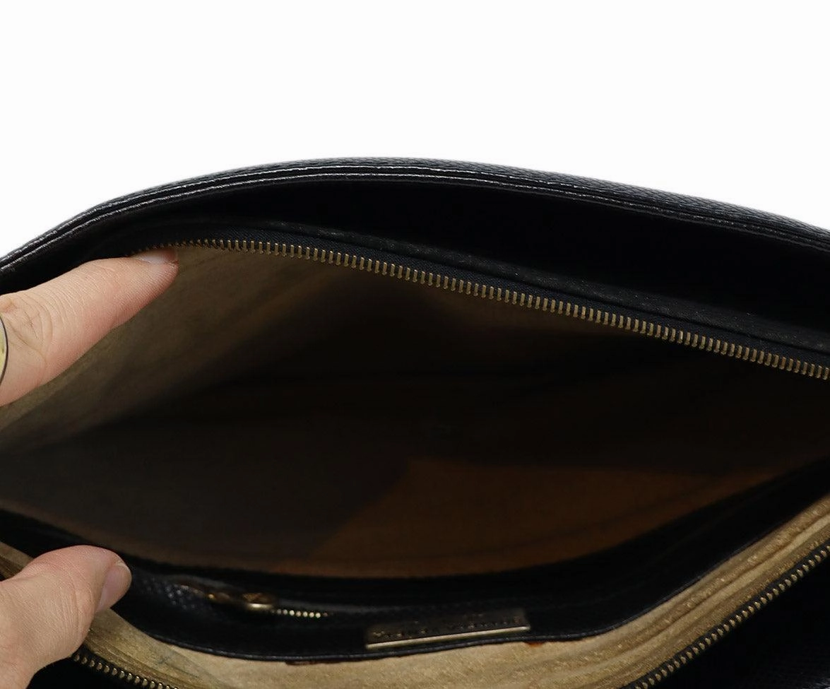 Bottega Veneta Vintage Black Leather Clutch