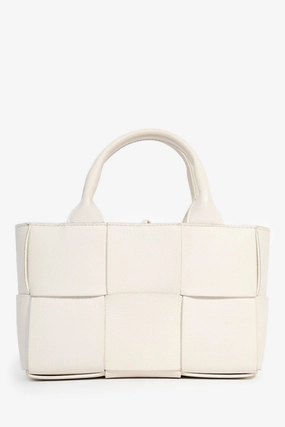 Bottega Veneta White Leather Mini Arco Tote with Strap