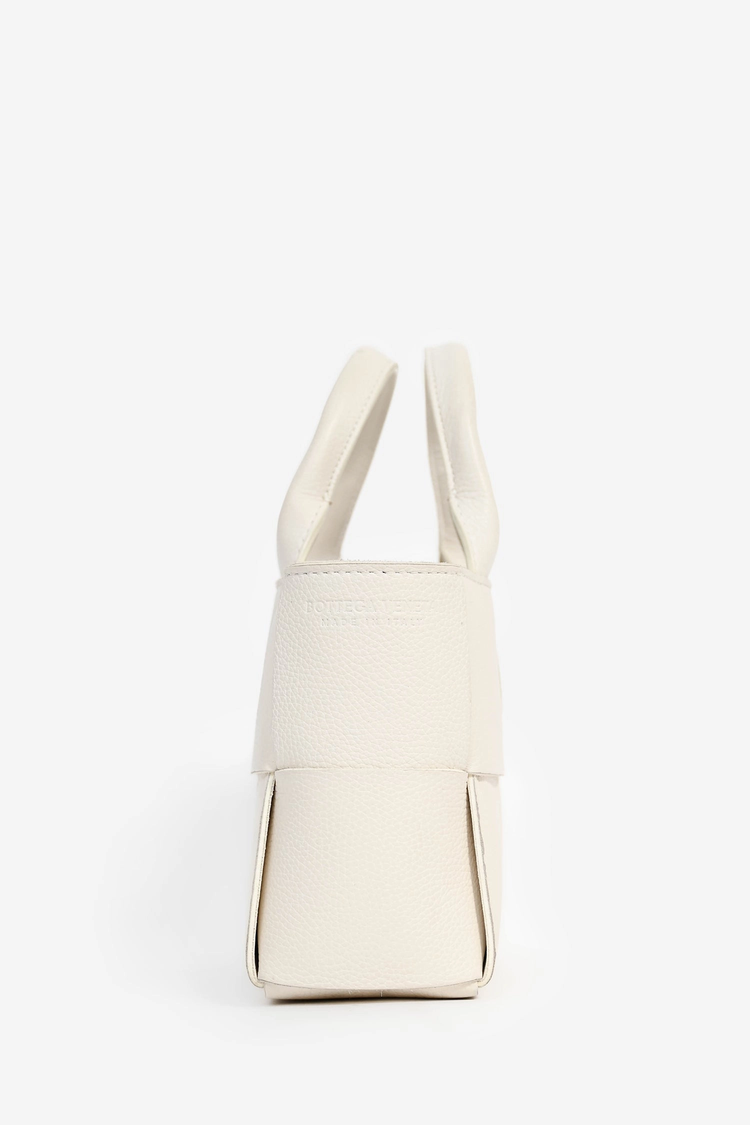Bottega Veneta White Leather Mini Arco Tote with Strap