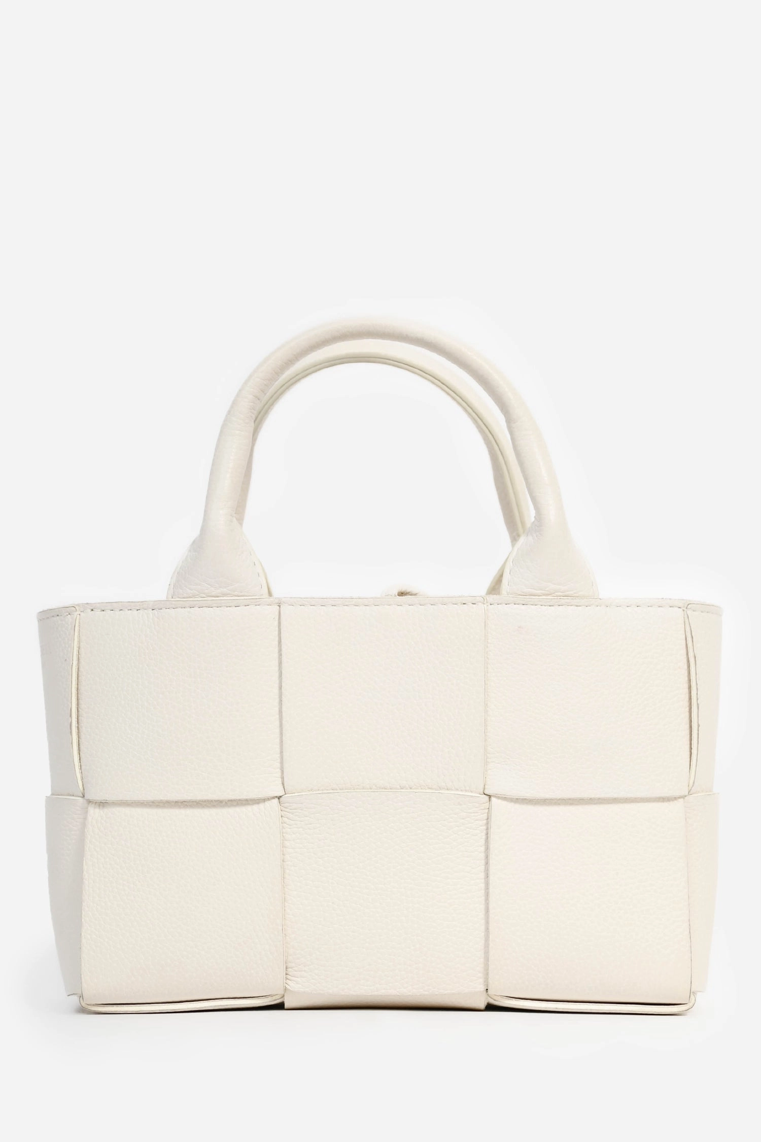 Bottega Veneta White Leather Mini Arco Tote with Strap