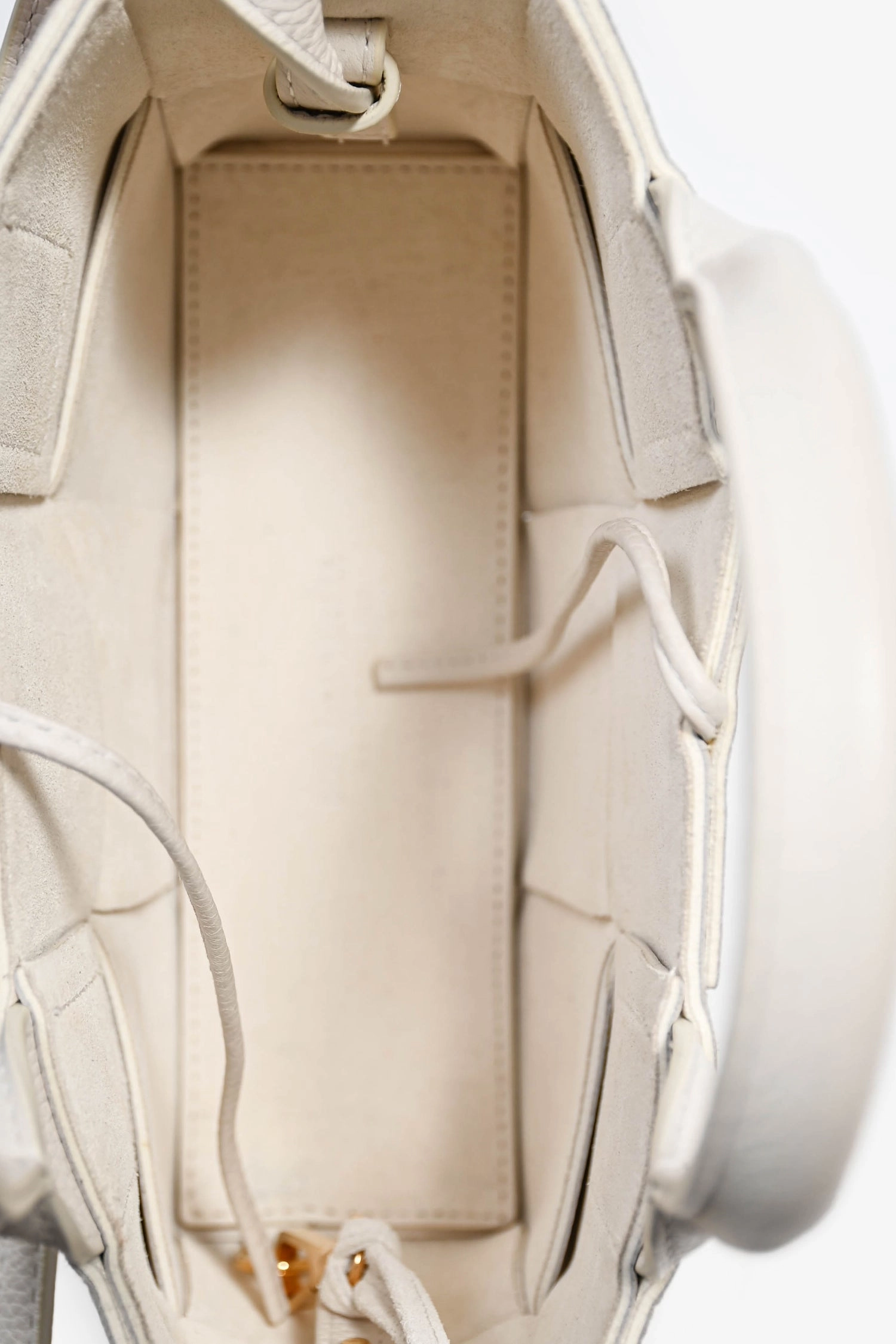 Bottega Veneta White Leather Mini Arco Tote with Strap