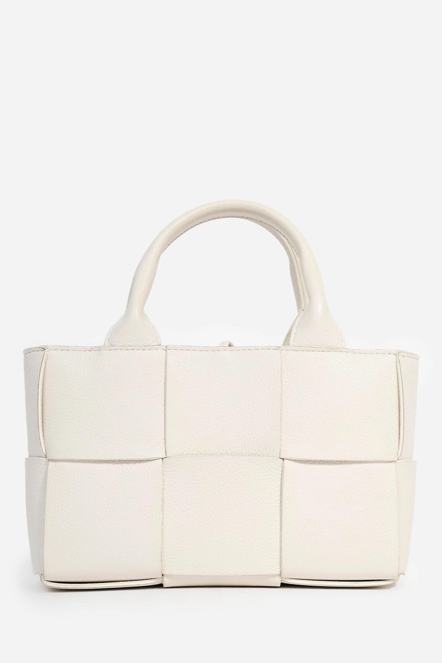 Bottega Veneta White Leather Mini Arco Tote with Strap