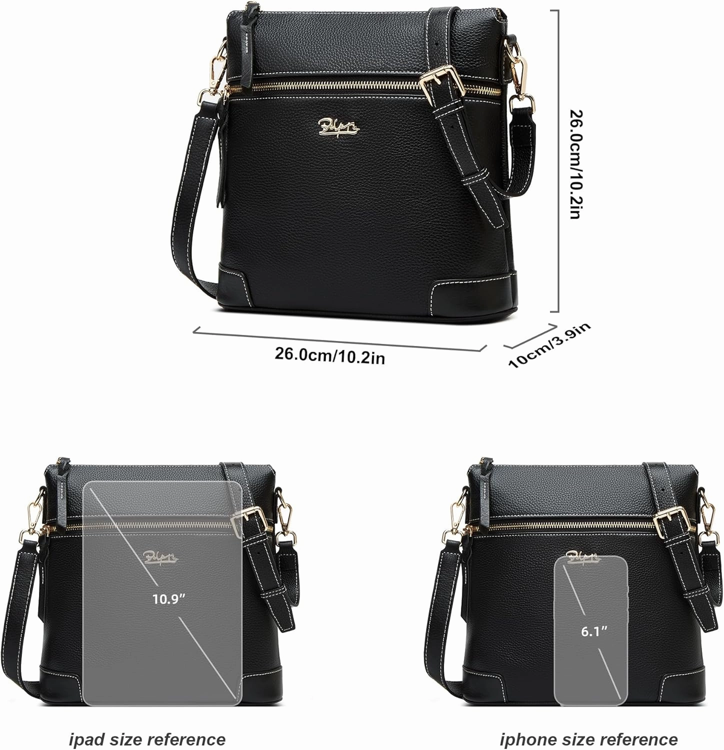 BOYATU Genuine Leather Crossbody Bag Women: Medium Leather Shoulder Purse - Trendy Handbag Travel Adjustable Strap