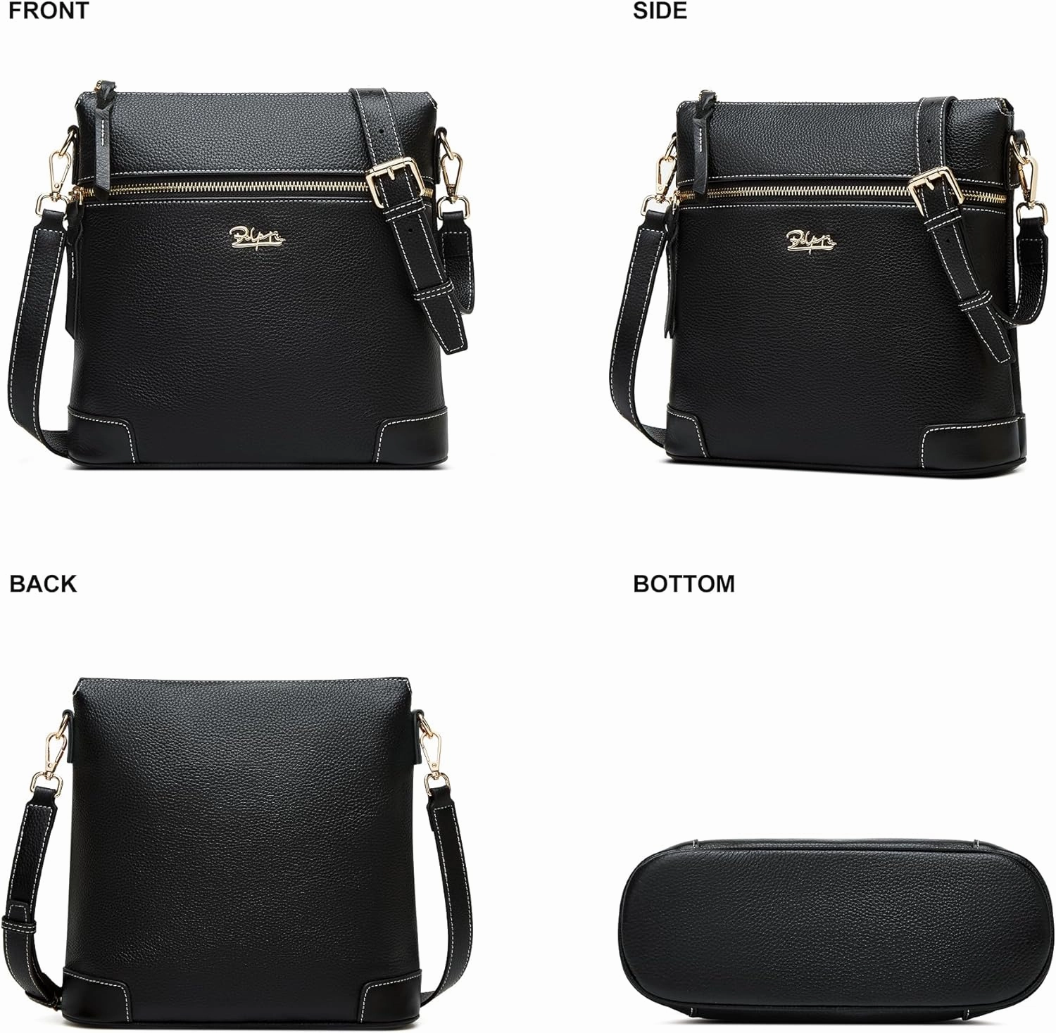 BOYATU Genuine Leather Crossbody Bag Women: Medium Leather Shoulder Purse - Trendy Handbag Travel Adjustable Strap