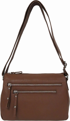 Bueno of California Granada Leather EW Triple Entry Crossbody, Cognac