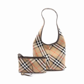 Burberry    Canvas Leather Pouch Shoulder Bag (Pre-Owned)
