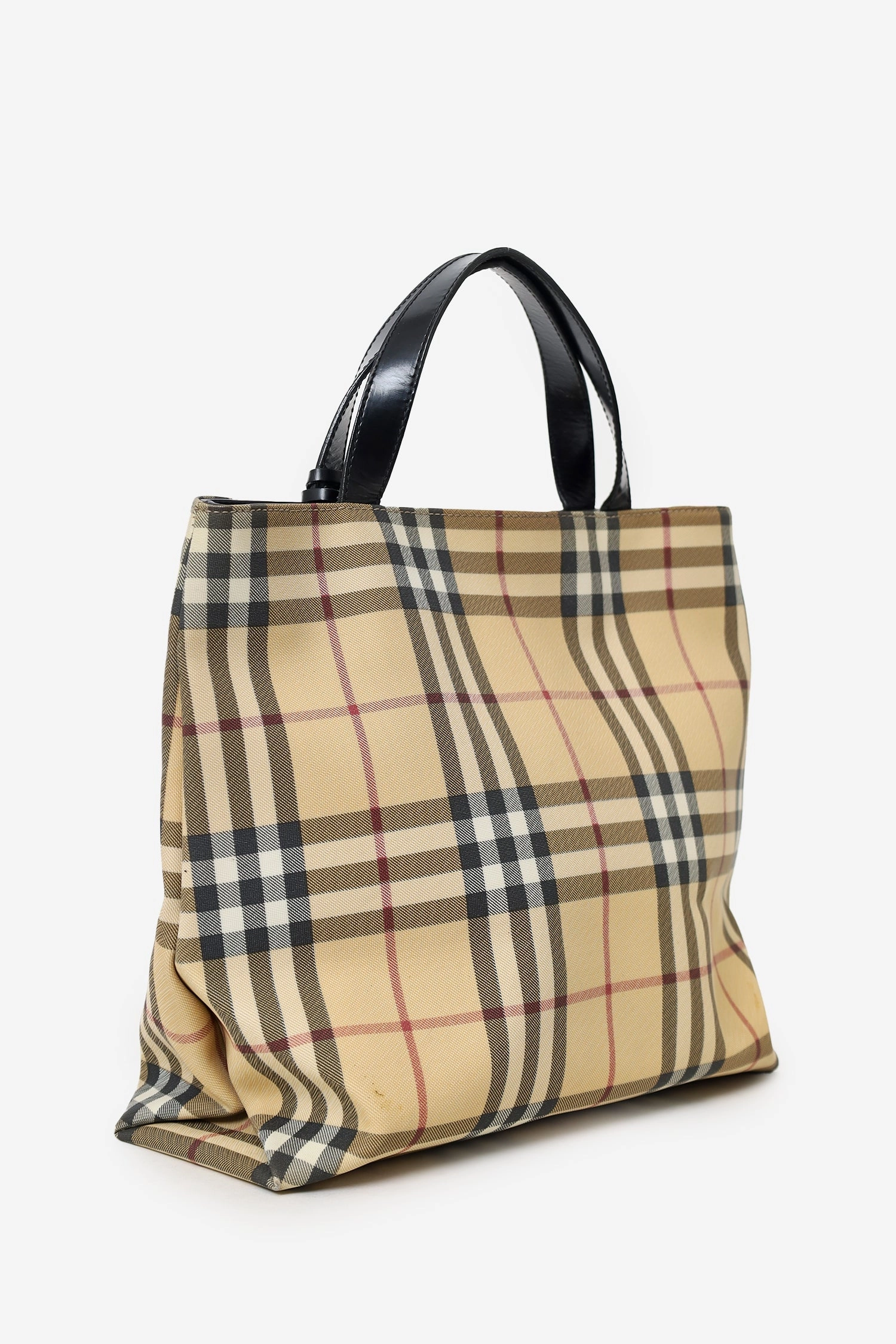 Burberry Beige Canvas Nova Check Tote (As Is)