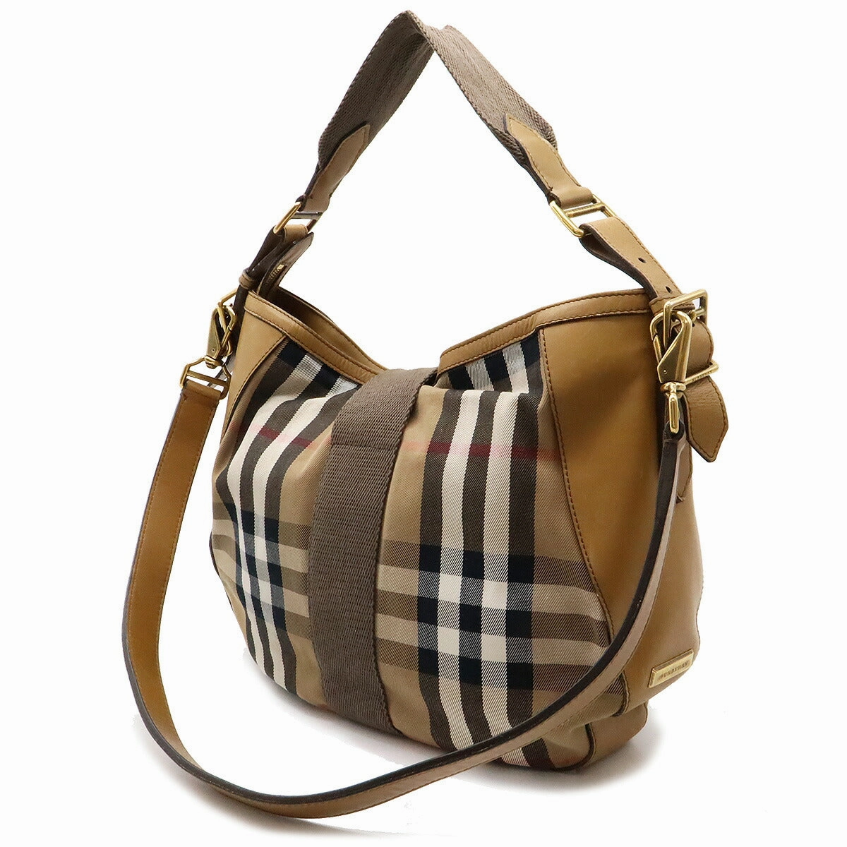 Burberry Canvas Leather Check Shoulder Bag