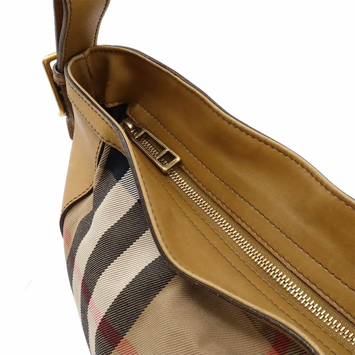 Burberry Canvas Leather Check Shoulder Bag