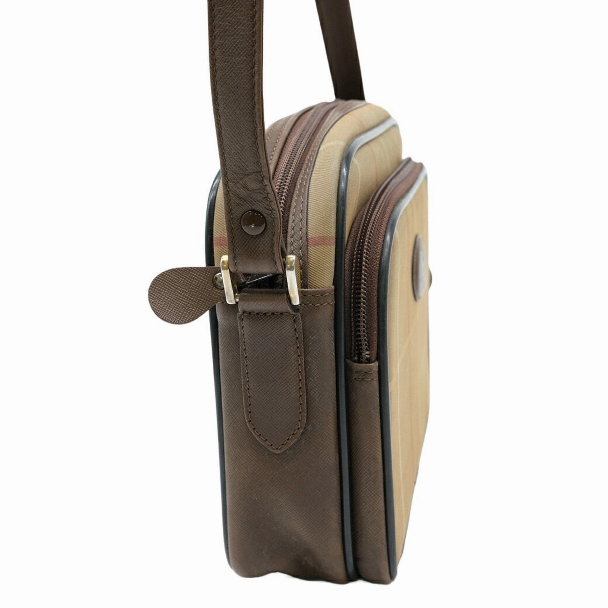 Burberry  Canvas Leather Shoulder Bag Sling Bag (Pre-Owned)