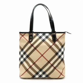Burberry House Check  Pvc Patent Leather Shoulder Bag Tote Bag (Pre-Owned)
