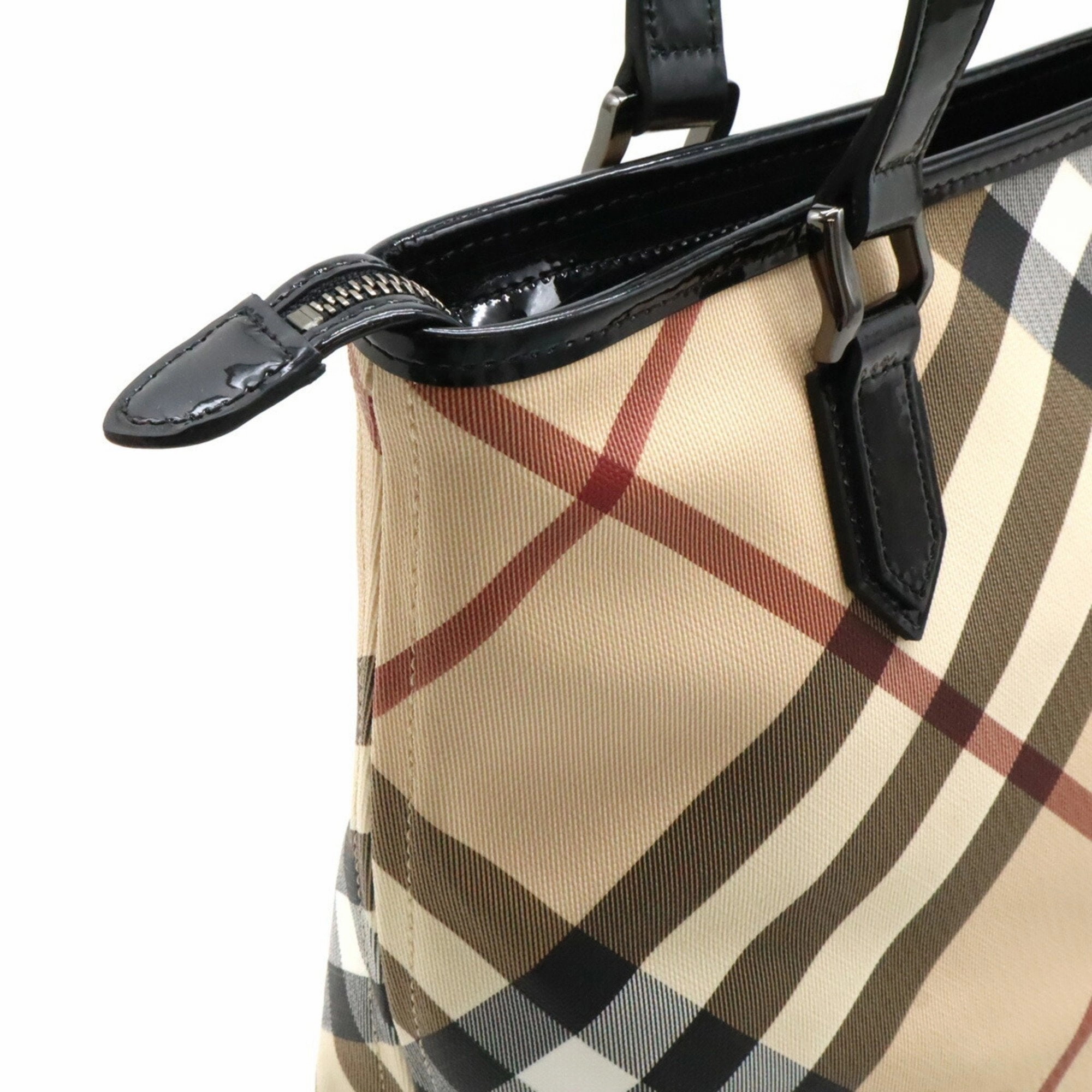 Burberry House Check  Pvc Patent Leather Shoulder Bag Tote Bag (Pre-Owned)
