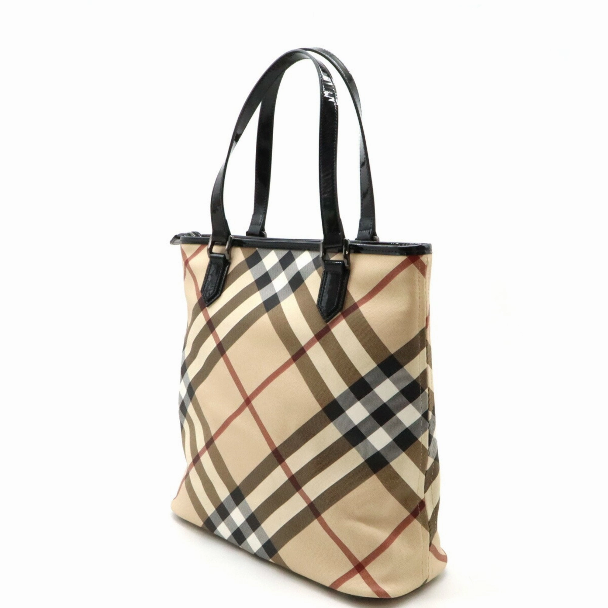 Burberry House Check  Pvc Patent Leather Shoulder Bag Tote Bag (Pre-Owned)