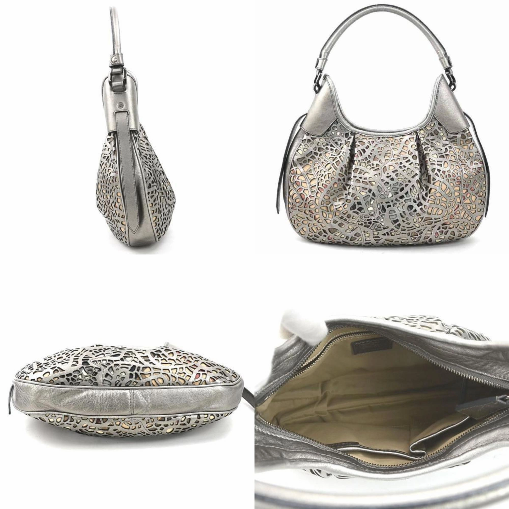 Burberry Metallic Leather Canvas Shoulder Bag (Pre-Owned)