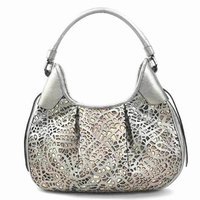 Burberry Metallic Leather Canvas Shoulder Bag (Pre-Owned)