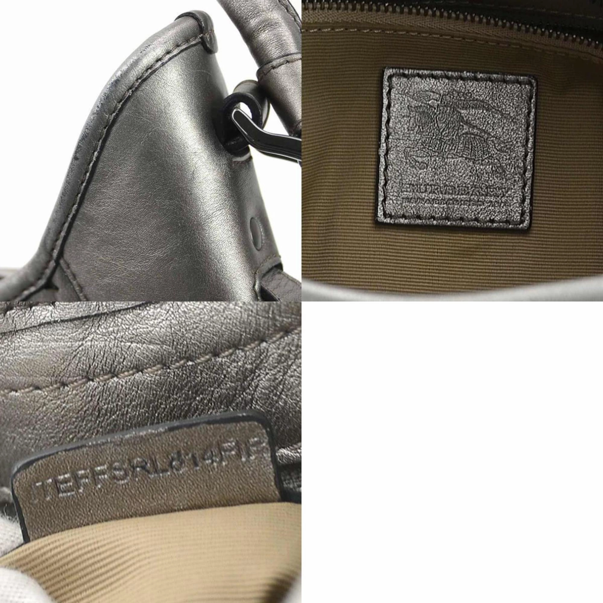 Burberry Metallic Leather Canvas Shoulder Bag (Pre-Owned)